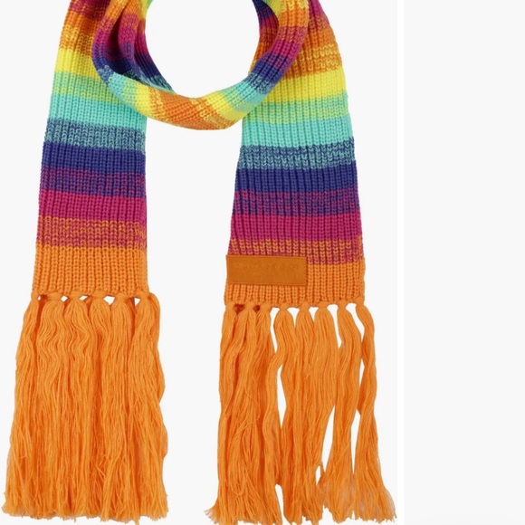 KURT GEIGER LONDON NWT AUTHENTIC RAINBOW FRINGE OBLONG SCARF